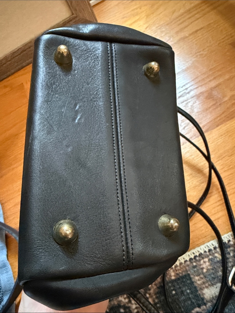 Vintage Black Leather Coach Bonnie Cashin Double Kiss Lock Kisslock Purse - Picture 10 of 10